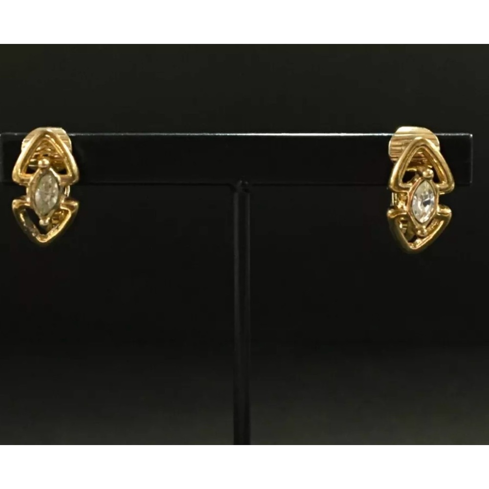 Christian Dior small gold and crystal clip earrings
